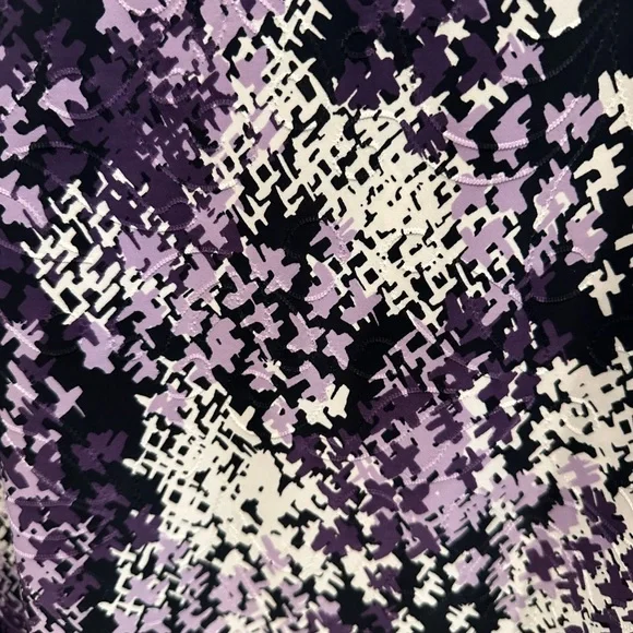 JM Collection Purple and Black Abstract Long Sleeve Top - Picture 3 of 7